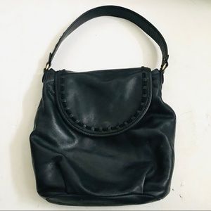 Margot black leather braided shoulder bag …